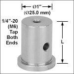 Ø1in (Ø25.0 mm) Pedestal Posts, 1/4in-20 (M6) Taps