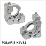 Polaris<sup>®</sup> Ø1in Kinematic Mirror Mount, 2 Vertical-Drive Adjusters, Monolithic Optic Retention