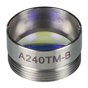 A240TM-B - f = 8.0 mm, NA = 0.5, WD = 4.79 mm, Mounted Aspheric Lens, ARC: 650 - 1050 nm