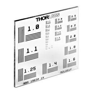R2L2S1P - Positive NBS 1963A Resolution Target, 2in x 2in, 1 to 18 cycles/mm