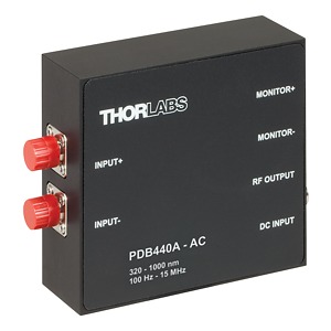 PDB440A-AC - Fixed Gain Balanced Amp. Photodetector, 15 MHz, Si, 320 - 1000 nm, AC Coupled