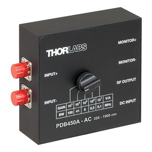 PDB450A-AC - Switchable Gain Balanced Amp. Photodetector, Si, 320 - 1000 nm, AC Coupled