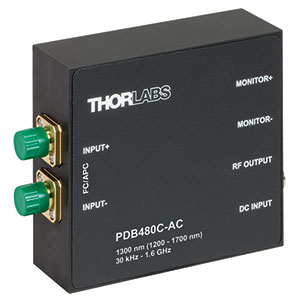 PDB480C-AC - Fiber Coupled Balanced Amp. Photodetector, 1.6 GHz, InGaAs, 1300 nm, AC Coupled