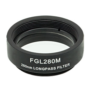 FGL280M - Ø25 mm N-WG280 Colored Glass Filter, SM1-Threaded Mount, 280 nm Longpass