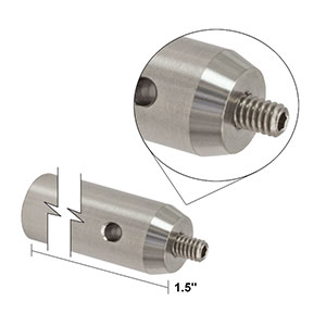 TR1.5V - Ø1/2in Vacuum-Compatible Optical Post, 8-32 Setscrew, 1/4in-20 Tap, L = 1.5in