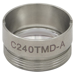 C240TMD-A - f = 8.00 mm, NA = 0.5, WD = 4.8 mm, Mounted Aspheric Lens, ARC: 350 - 700 nm