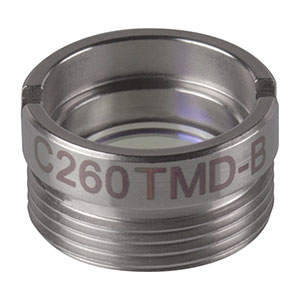 C260TMD-B - f = 15.29 mm, NA = 0.16, WD = 12.43 mm, Mounted Aspheric Lens, ARC: 600 - 1050 nm