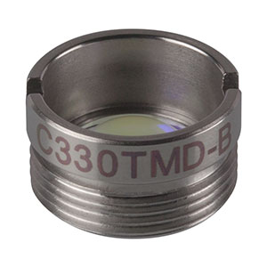 C330TMD-B - f = 3.1 mm, NA = 0.7, WD = 1.8 mm, Mounted Aspheric Lens, ARC: 600 - 1050 nm