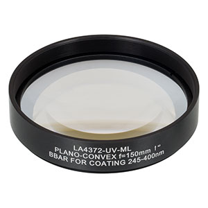 LA4372-UV-ML - Ø75 mm UVFS Plano-Convex Lens, SM3-Threaded Mount, f = 150.0 mm, ARC: 245-400 nm