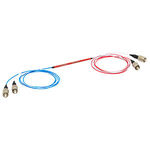 TH200R3F2B - 2x2 Multimode Fiber Optic Coupler, Low OH, Ø200 µm Core, 0.50 NA, 75:25 Split, FC/PC